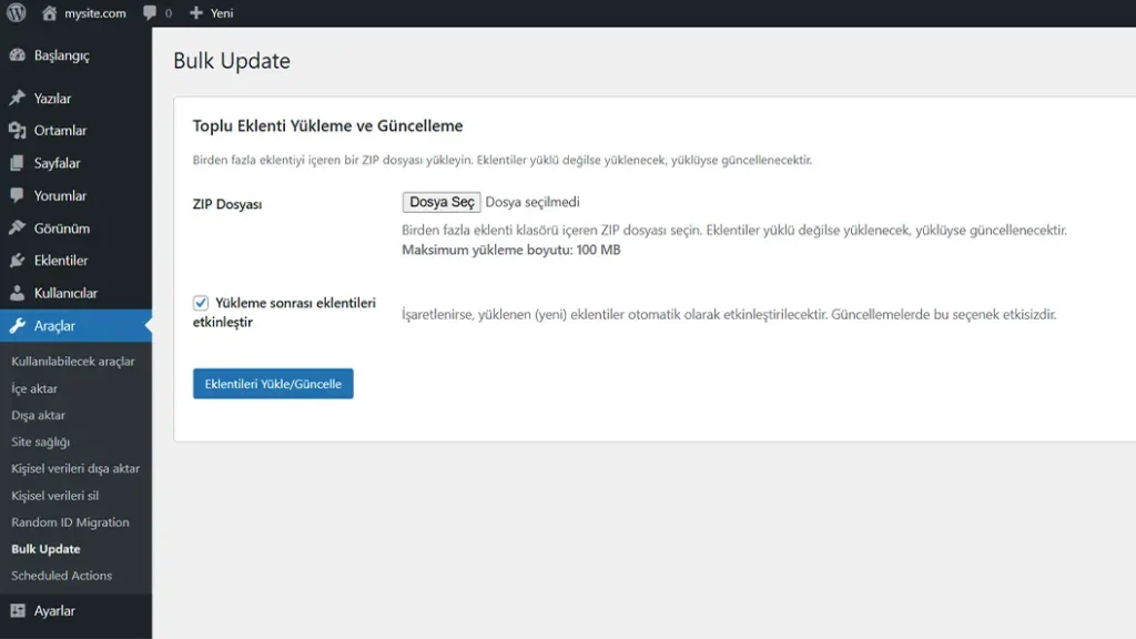 WordPress Toplu Eklenti Yükleme ve Güncelleme Aracı – Bulk Update